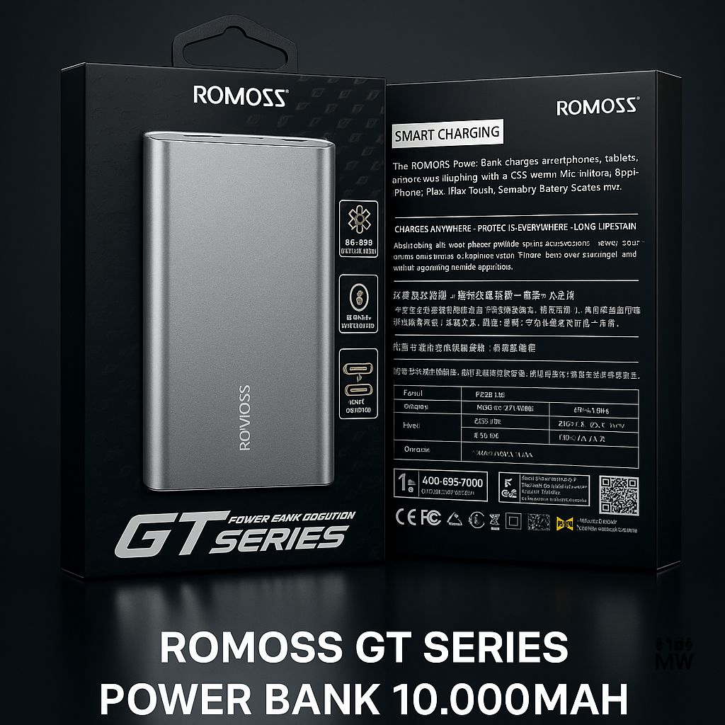 Romoss GT Serious Power bank 10,000MAH CDual Port with Charging Cable (Box Pack) (Premium Quality) 🔥