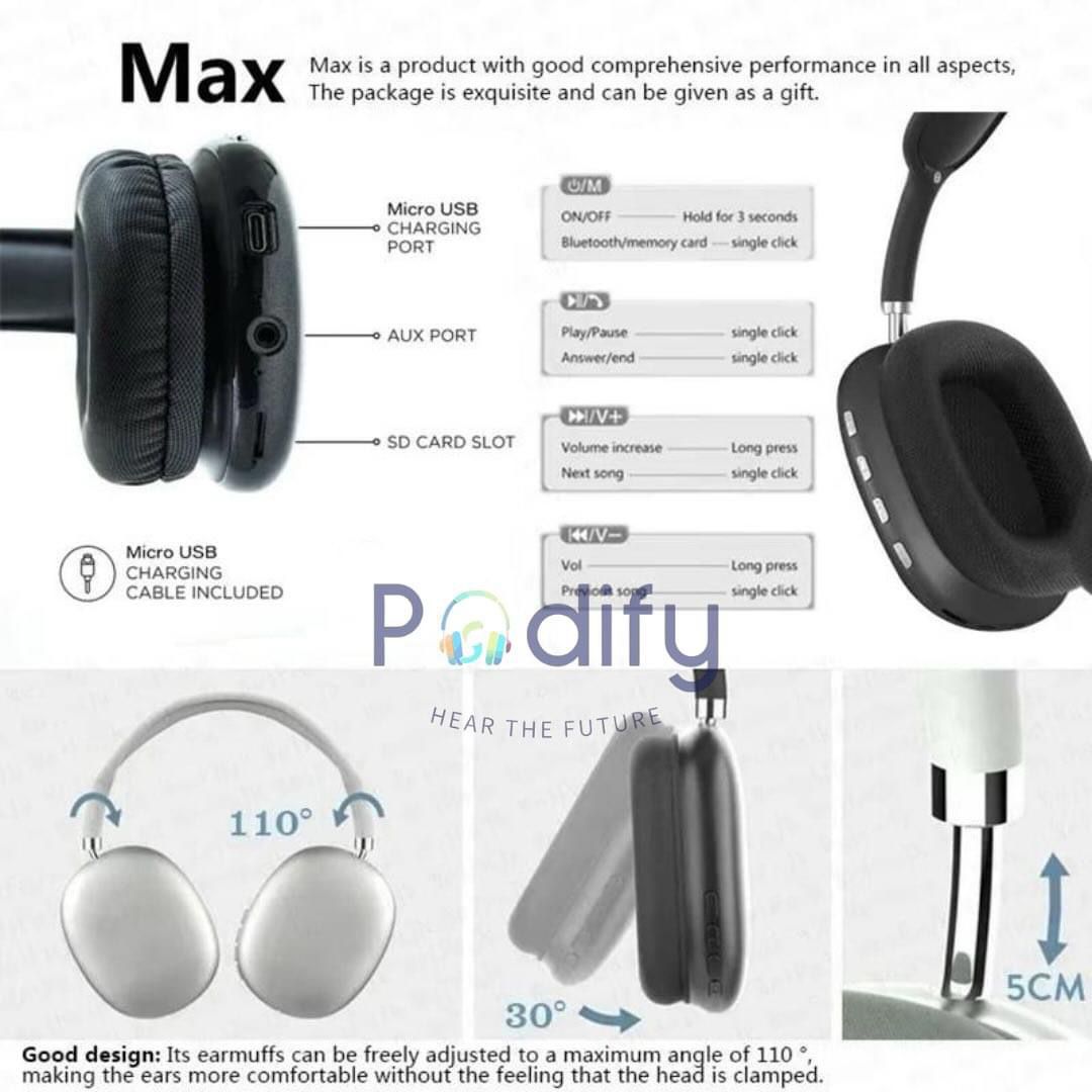 Headpho🎧 P9 Pro Max Wireless Bluetoothnes with Box Packing (Mix/Random colors)  Connect to both android and IOS